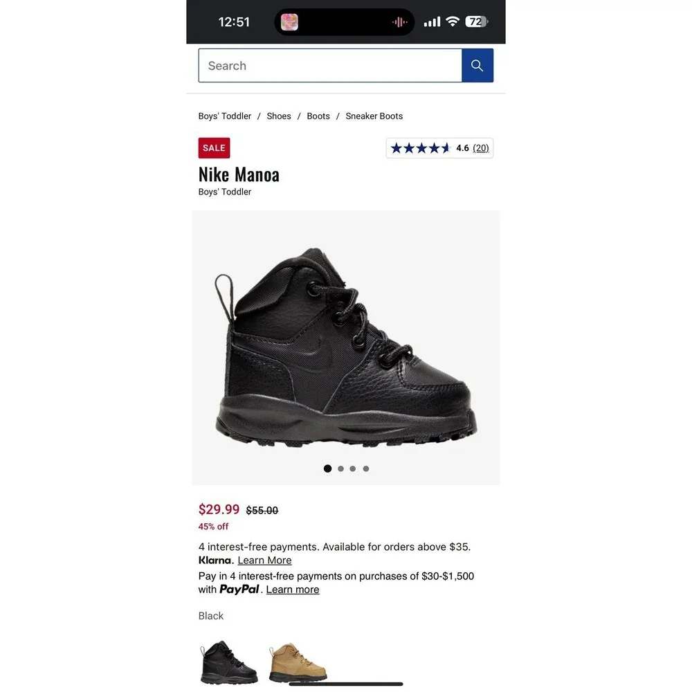 Nike Manoa boot toddler sz 7 black shoes